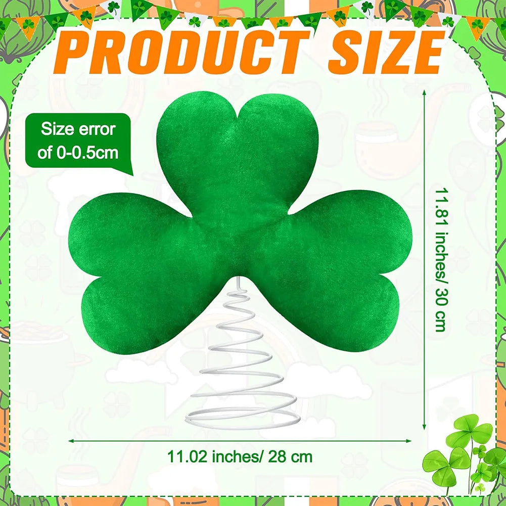 St Patricks Day Tree Topper Metal Base Lucky Shamrock Clover