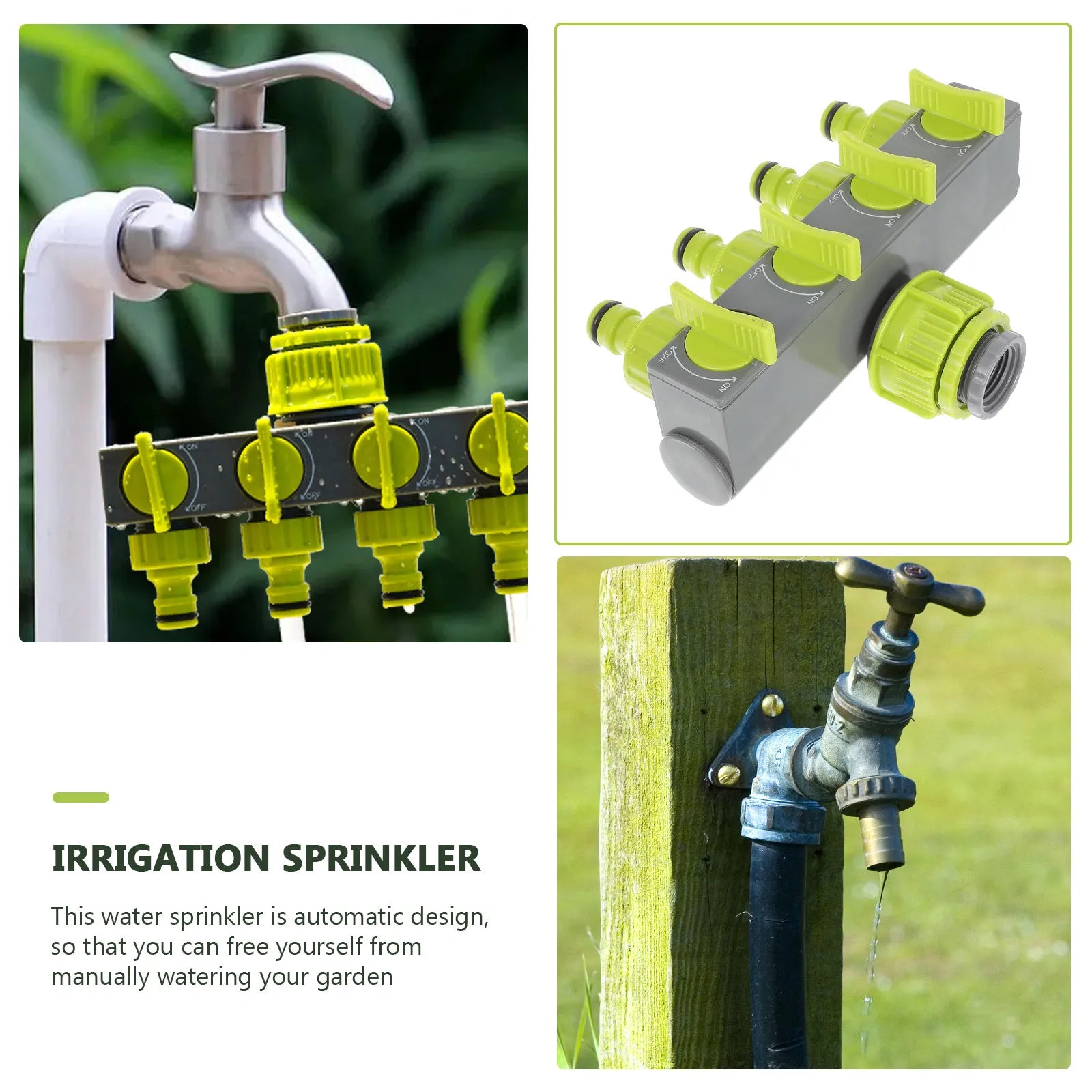 4 Way Hose Splitter Heavy Duty ABS Garden Hose Adapter Connector Water Manifold for Sprinkler Valve Control 4 Way Y Adapter Zpaxo
