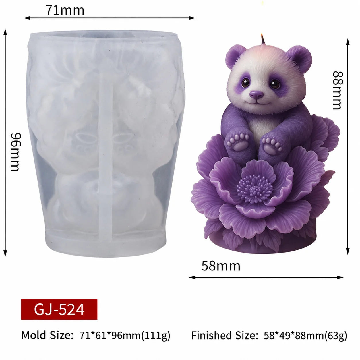 3D Peony Panda Silicone Candle Mold – Food Grade DIY Craft Silicone Candle Mold Zpaxo color 1