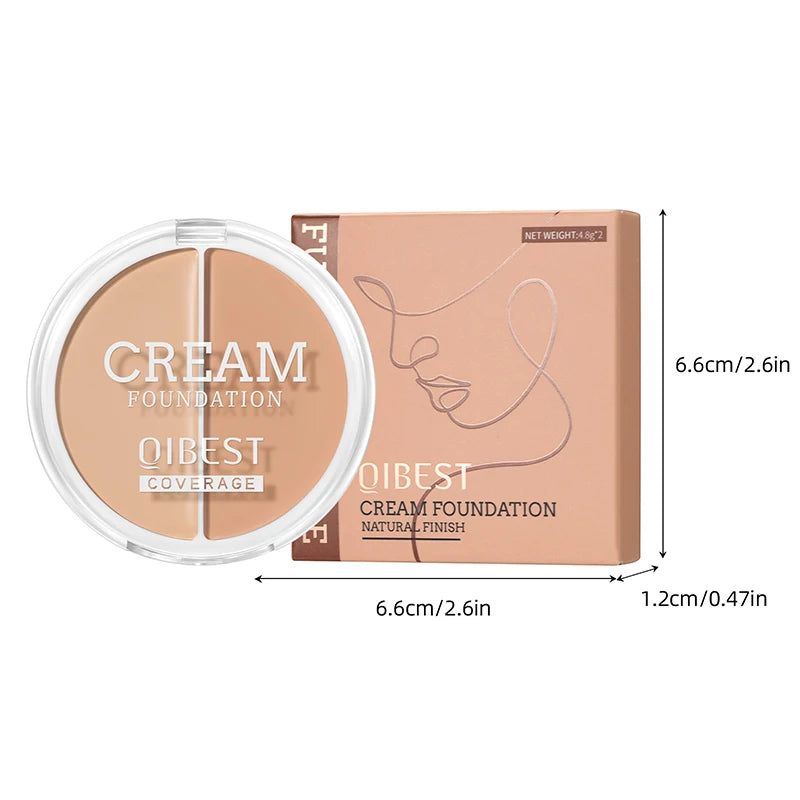 2-Color Foundation Concealer Palette - Creamy, Full Coverage, Long-Wearing for Contouring, Brightening & Natural 3D Face Makeup Zpaxo
