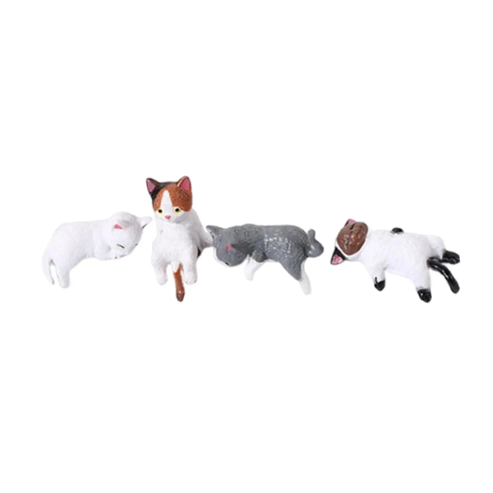 Miniature Cat Figurines – Resin Desk, Monitor & Shelf Decor Cat Figurine Set Zpaxo Style B