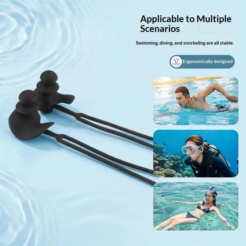 Silicone Swimming Ear Plugs with Lanyard & Nose Clip | 1 Pair Swimming Ear Plugs Zpaxo