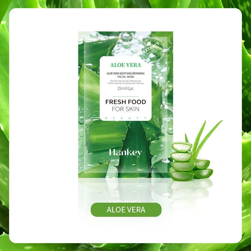 1/4pcs Natural Fresh Fruits Face Mask Facial Skincare Moisturizing Brightening Firming Hydrating Facial Masks for Face Skin Care Zpaxo Aloe-1pcs