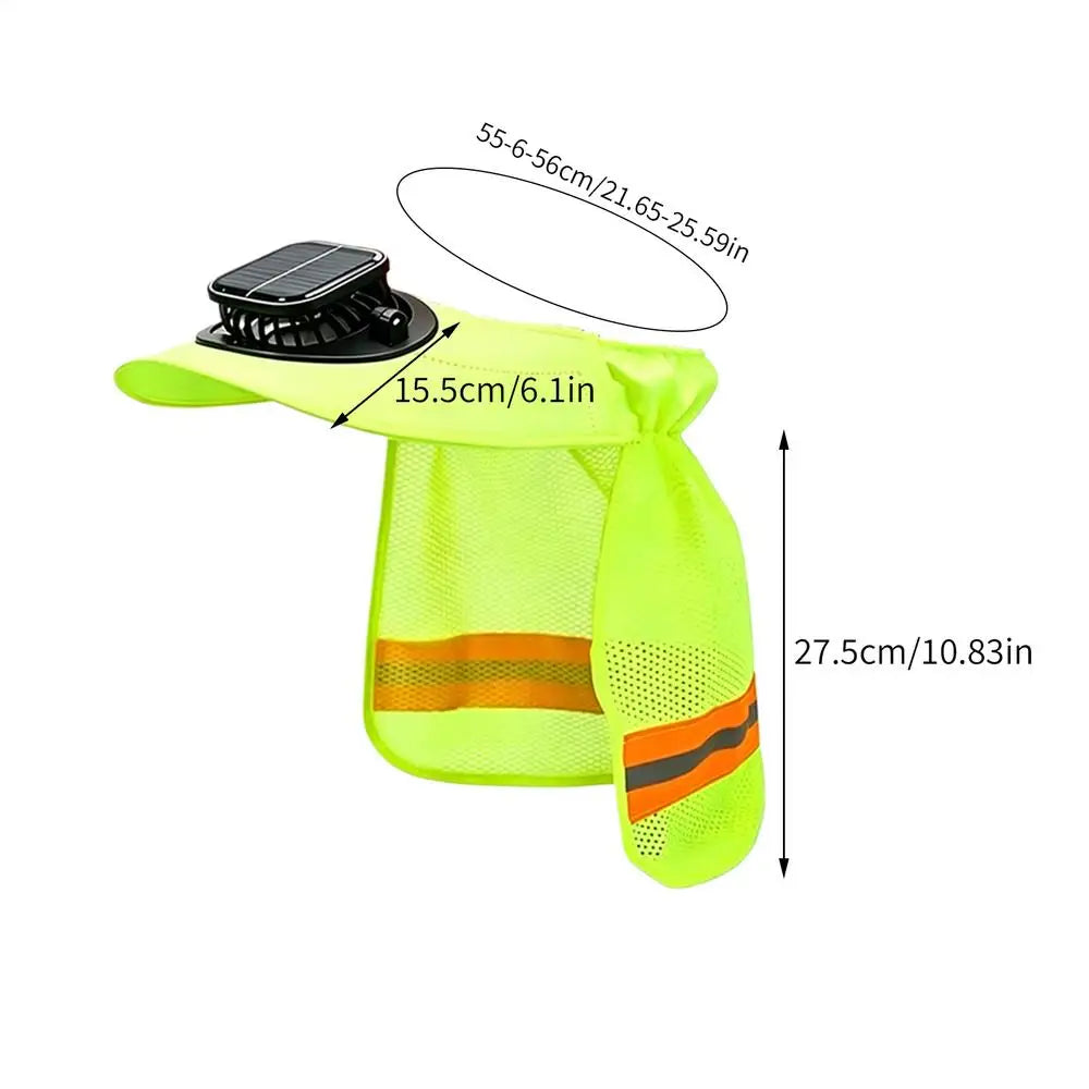 Solar Fan Hard Hat Sun Visor Helmet Shade Cooling Neck Shield Wide
