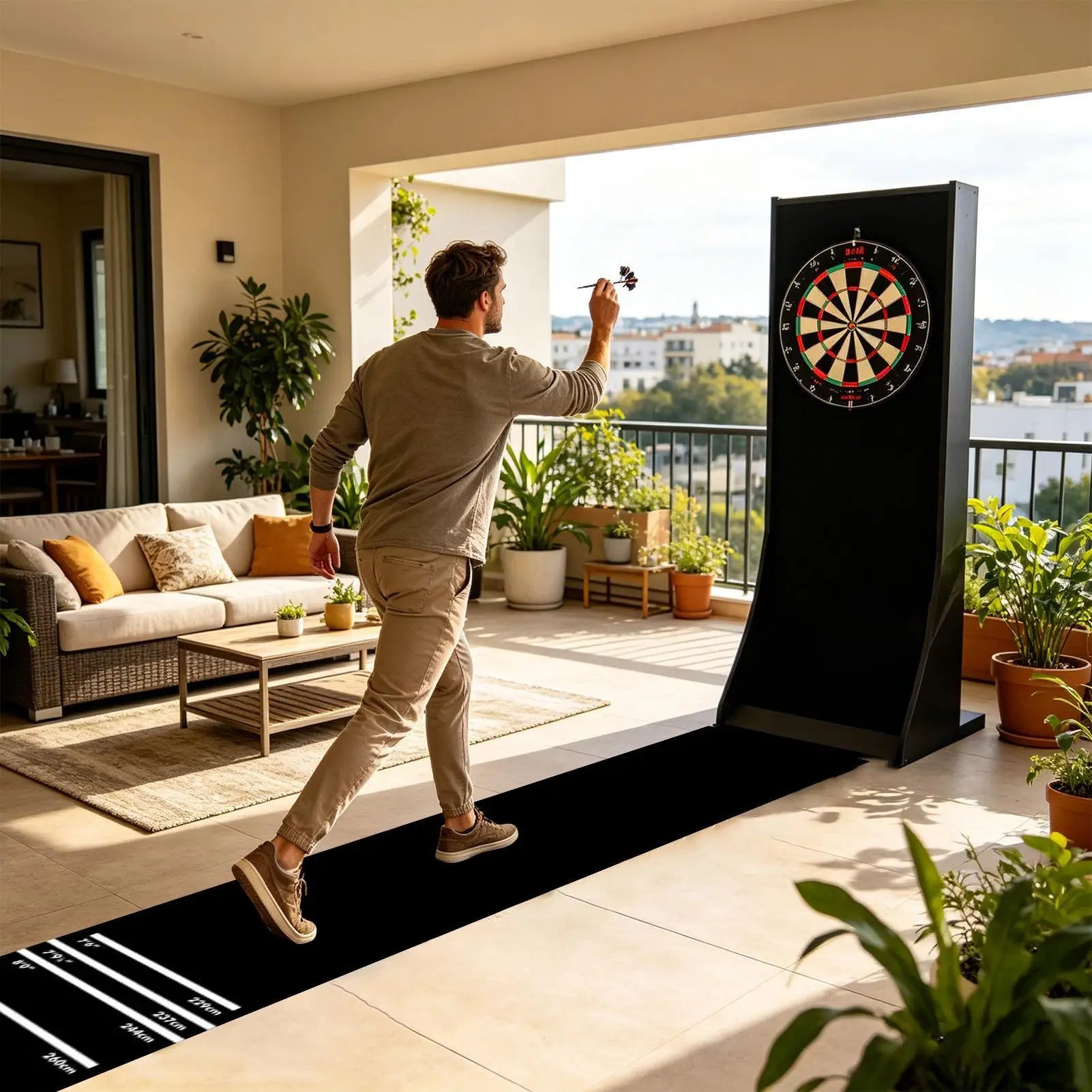 Dart Board Mat Floor 300x34cm Anti Slip Throw Line Protective Rug