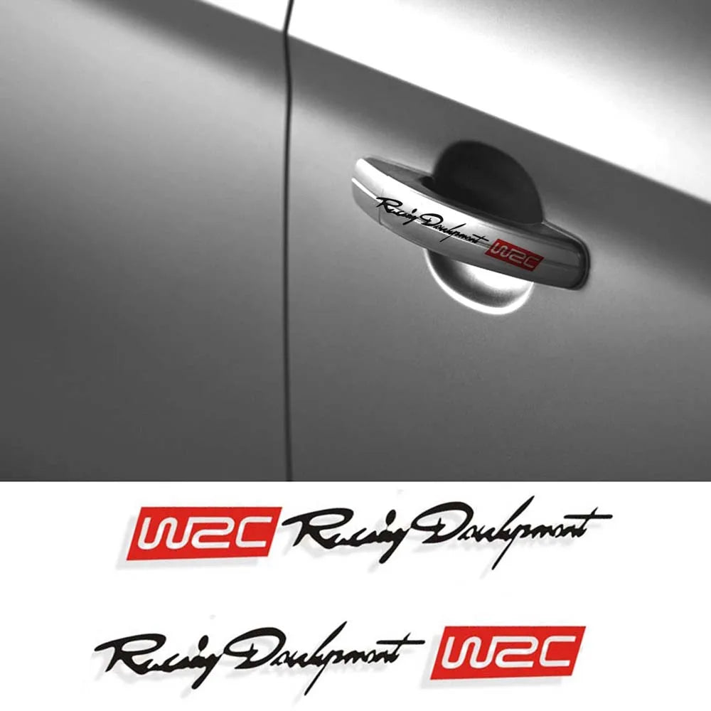 Car Styling Fashion WRC World Racing Development Creative Car Door Handle Decals Dual Color Design Stickers Vinyls Decals Zpaxo