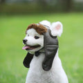 Pilot Hat Dog Costume Brown M Pet Creative Design Stand Out Lovely