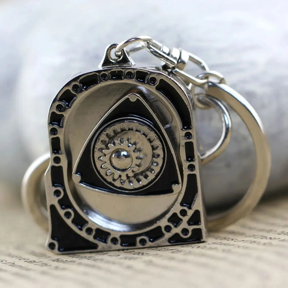 Zinc Alloy Spinning Rotor Keychain Mechanical Smooth Automotive Engine Rotary Keyring High Playability Creative Zpaxo