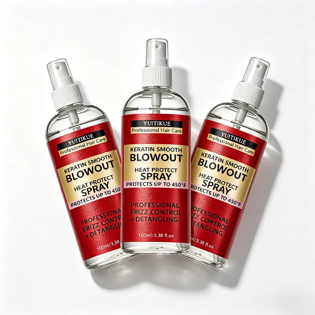 YUITIKUE Keratin Heat Protect Spray 450°F – Frizz Control Heat Protect Spray Zpaxo 3pc