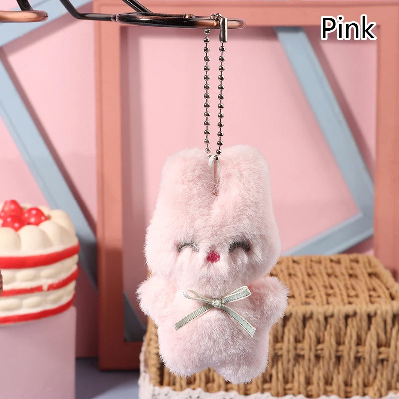 ▶1PCS Cute Rabbit Plush Keychain Cartoon Bunny Pendant Soft Stuffed Doll for Kids Backpack Bag Decorative Toy Zpaxo Pink
