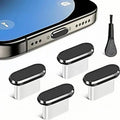 4pcs USB C Dust Plugs Type-C Anti Dust Covers Charging Port Protective Covers With Cleaning Brush For IPhone Huawei OPPO Realme Zpaxo Black