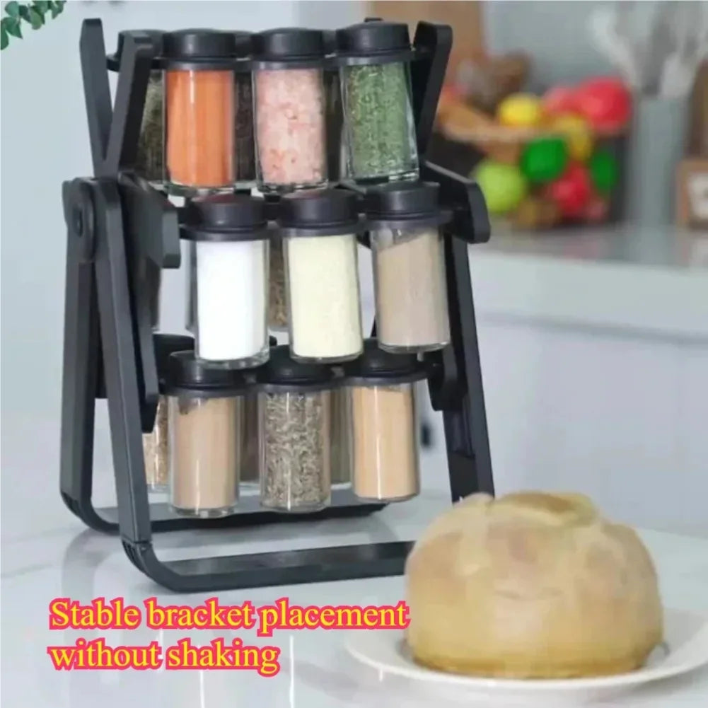 Household Rotating Storage Rack Rotating Glass Spice Rack Set Kitchen Storage Rack Spice Storage Rack Seasoning Storage Rack Zpaxo