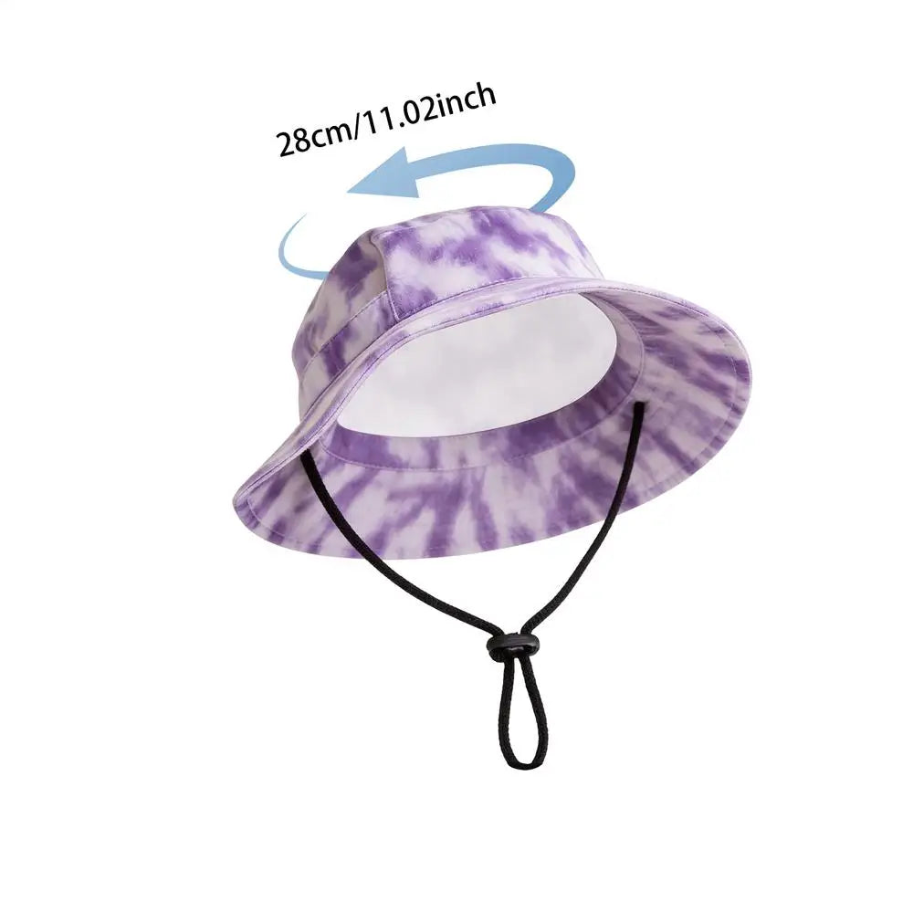 Pet Sun Hat Breathable Bucket Caps Ear Holes Design Adjustable Cat