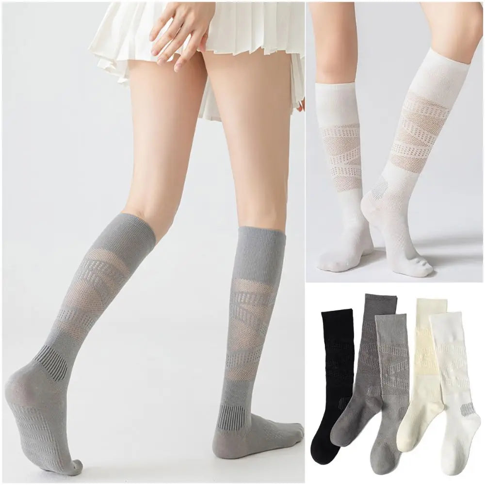 Multicolor Sports Stocking Cottoon Mesh Breathable Mesh Long Socks Ultra-thin Sweat Absorbing Fitness Calf Socks Summer Season Zpaxo