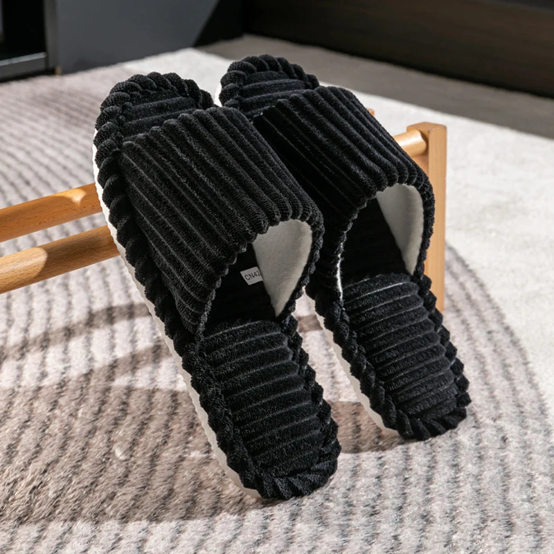 Open-toe Breathable House Slippers Women Non-slip Indoor Flat Comfort