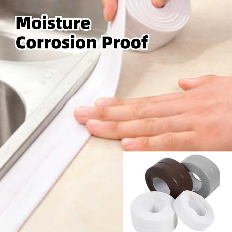 1pc Bathroom Waterproof Wall Stickers Sealing Tapes PVC Adhesive Sealing Strips Sink Edge Tape Kitchen Bathroom Accessories Zpaxo