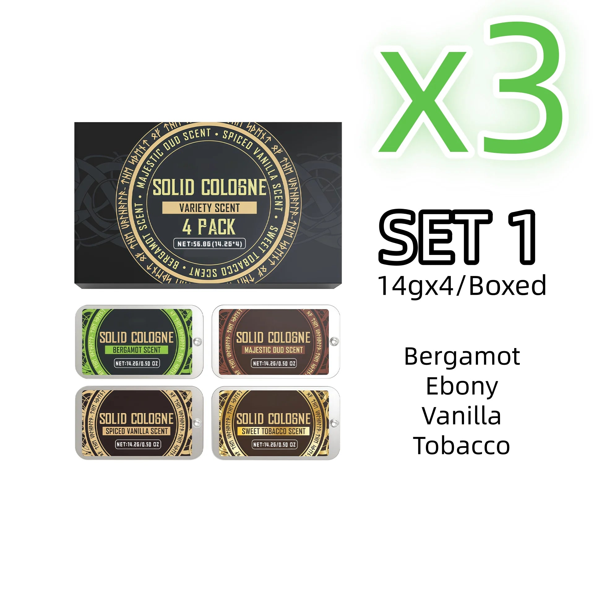 Men's Solid Perfume Balm – Fruity Woody Pheromone Fragrance Solid Perfume Balm Zpaxo SET 1 X 3PCS