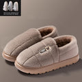 Men's Slippers Winter Solid Wrap Heels Plush Non-slip Warm Women Men