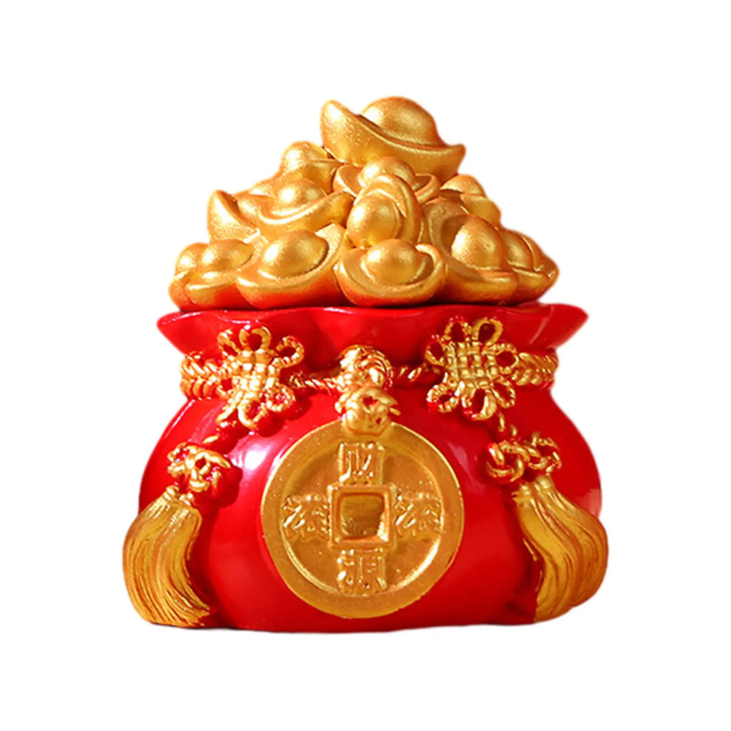 Prosperity Wealth Sculpture Centerpiece Treasure Basin Statue for Office Shelf Desk Tabletop Art Craft Ornament Home Decoration Zpaxo