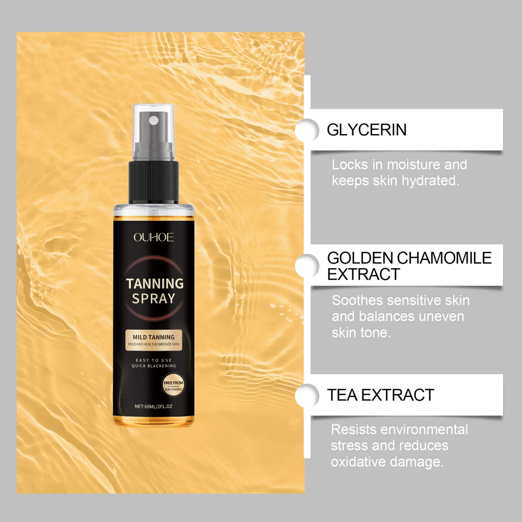 Enhancing Tan Spray Sunless Bronzing Accelerating Darkening Shiny Bronze Moisturizing Summer Beach Sunbathing Self Tanning Mist Zpaxo