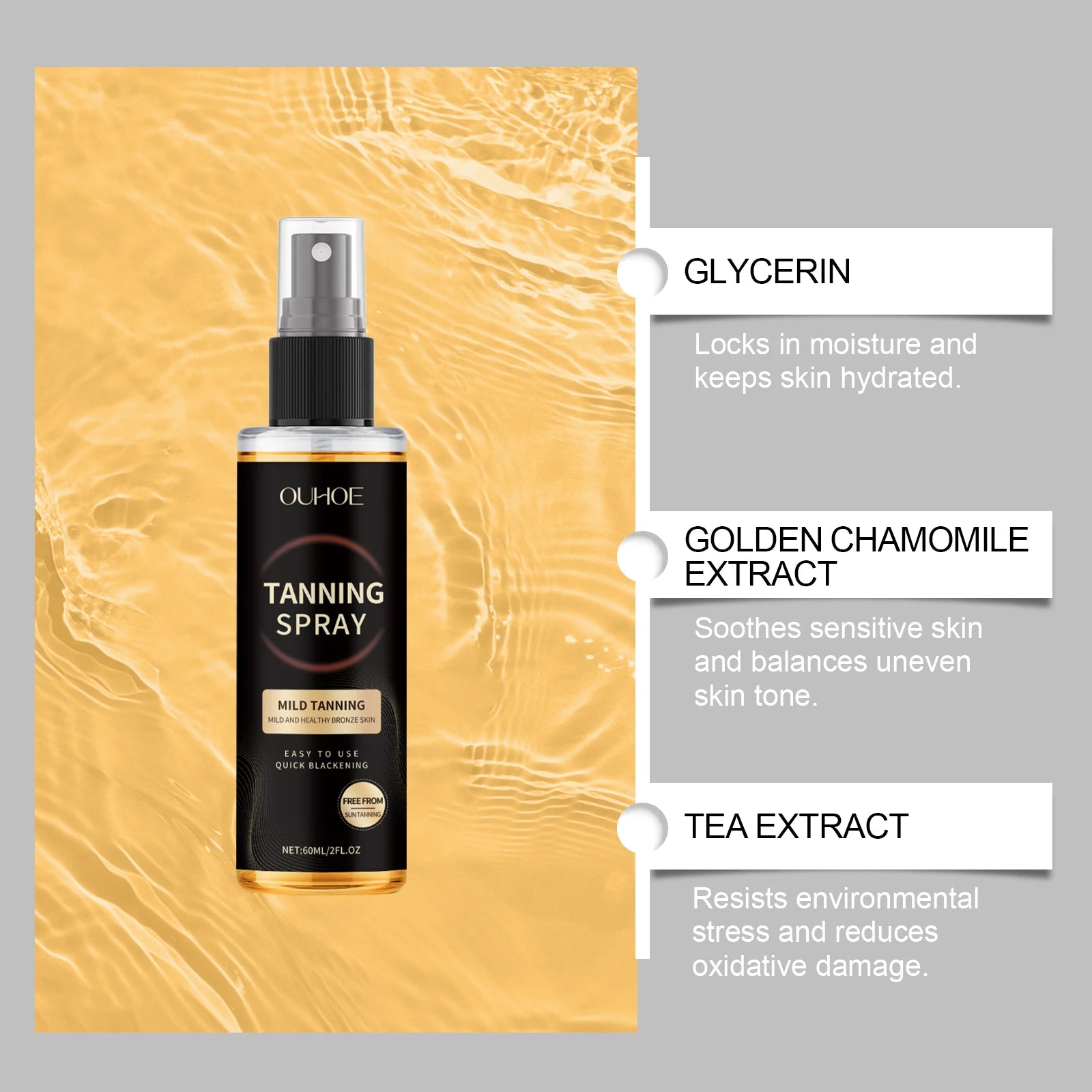 Enhancing Tan Spray Sunless Bronzing Accelerating Darkening Shiny Bronze Moisturizing Summer Beach Sunbathing Self Tanning Mist Zpaxo