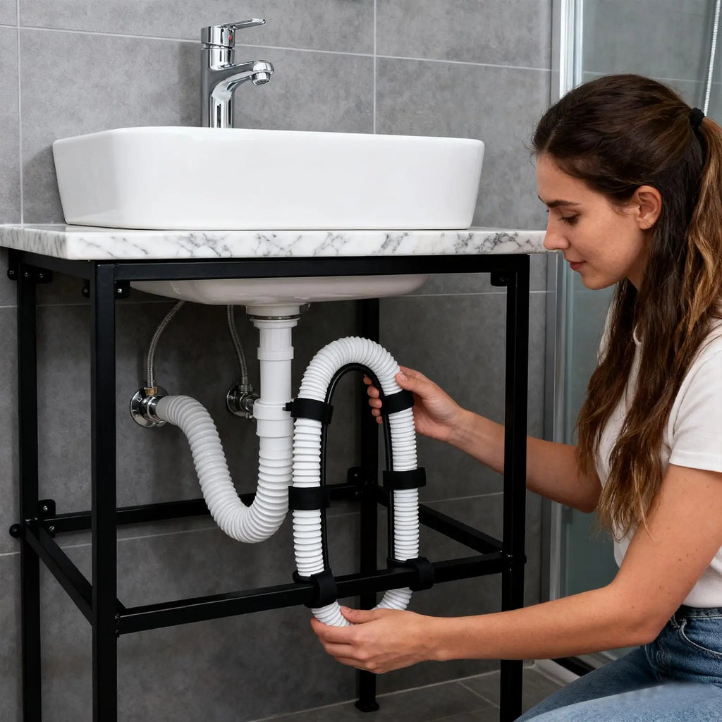 Washing Machine Drain Hose Holder Flexible Pipe Clamp Adjustable Pipe Bracket for Washing Machine Drain Dishwasher Sink Laundry Zpaxo