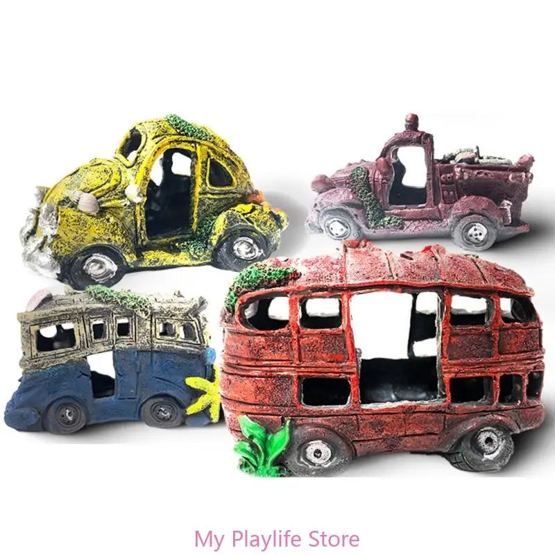Resin Wrecked Car Ornaments DIY Fish Tank Artificial Aquarium