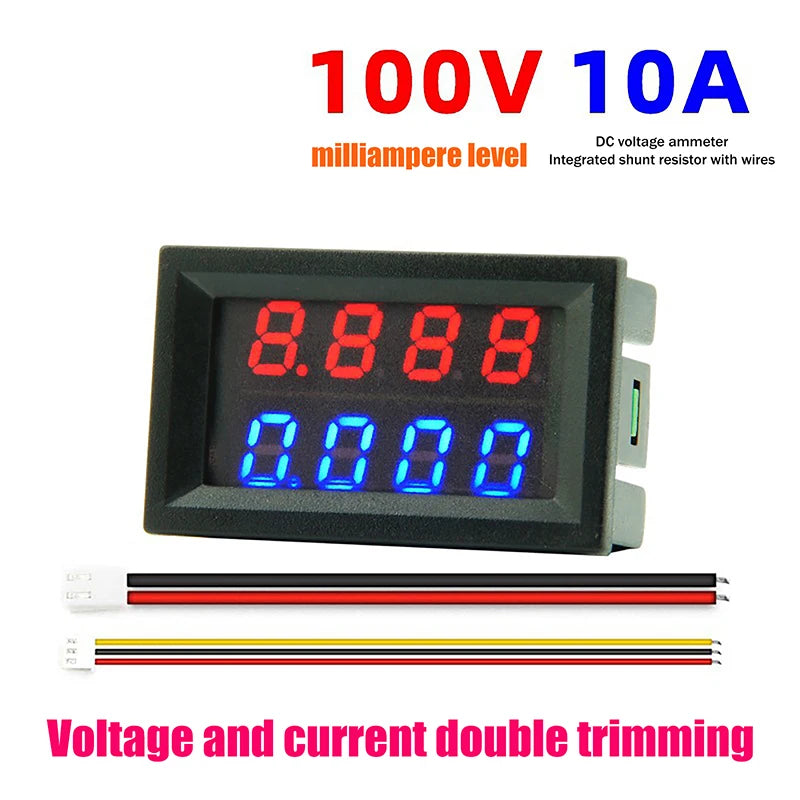 4 Digit 5 Wire Mini Digital Voltmeter Ammeter DC 100V 10A Dual LED Zpaxo Default Title