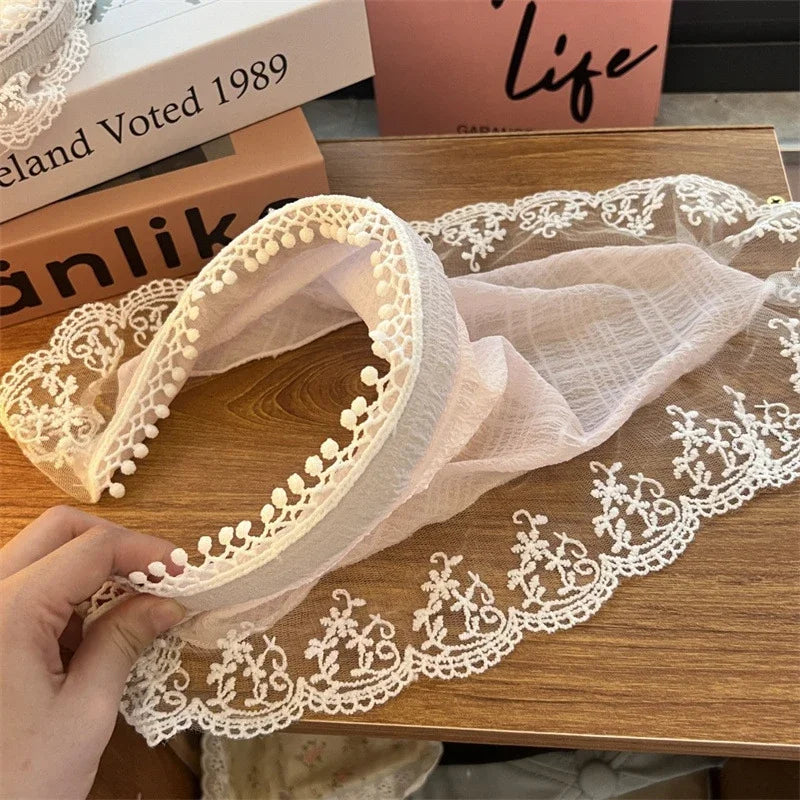 Fashion Lace Hair Hoop Triangle Scarf Kerchief Bohemia Bandana Band Zpaxo Pink