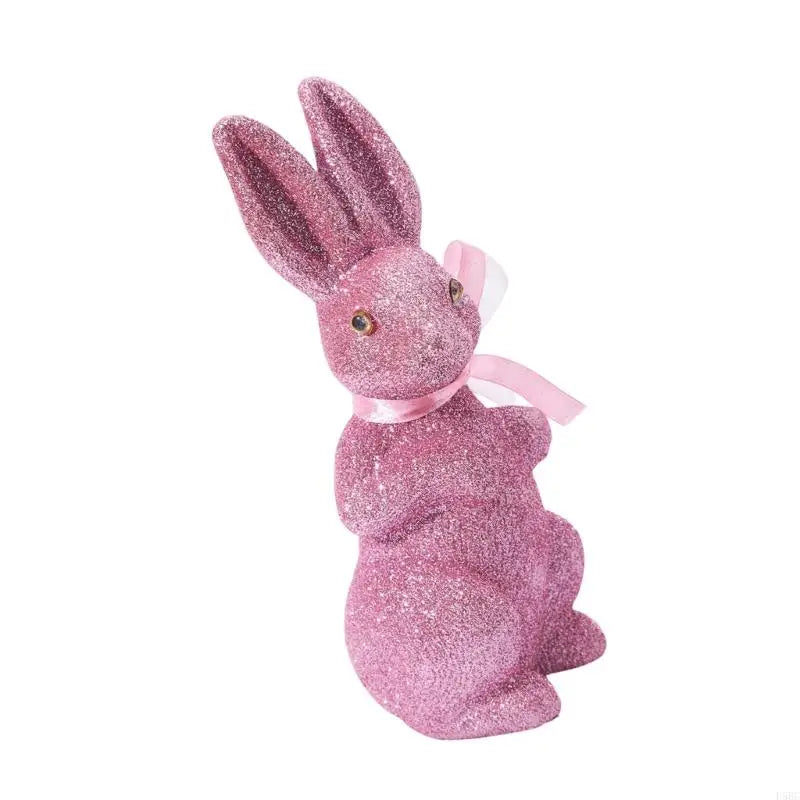 Portable Foam Easters Rabbit Statue Gold Sparkling Accent for Holiday Celebration Zpaxo
