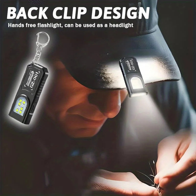 Mini COB LED Keychain Flashlight – Rechargeable 5-Mode Pocket Light Keychain Flashlight Zpaxo