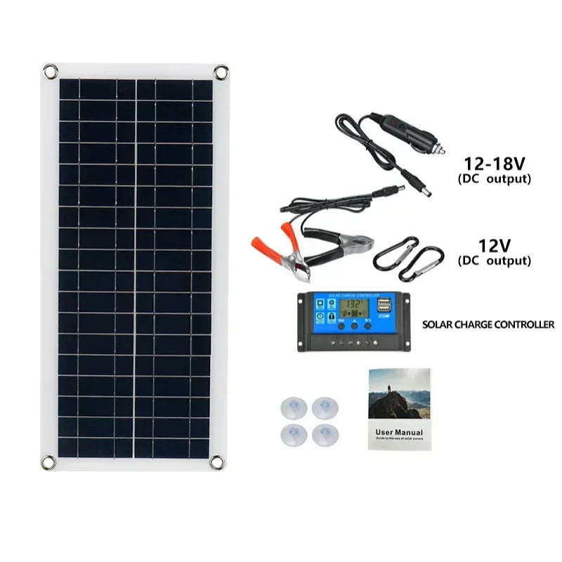 1000W Solar Panel 12V Solar Cell 10A-100A Controller Solar Plate Kit for Phone RV Car Caravan Home Camping Outdoor Battery Zpaxo