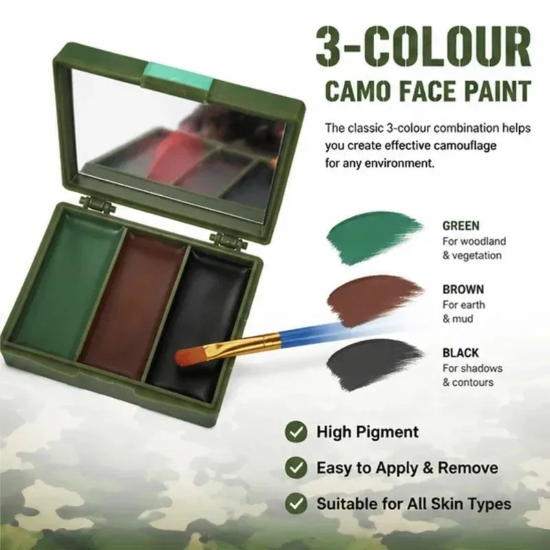 Three-Color Camouflage Face Painting Tactical Outdoor Cs Field Equipment Realistic Camouflage Makeup Oil for Disguise ＆ Blending Zpaxo