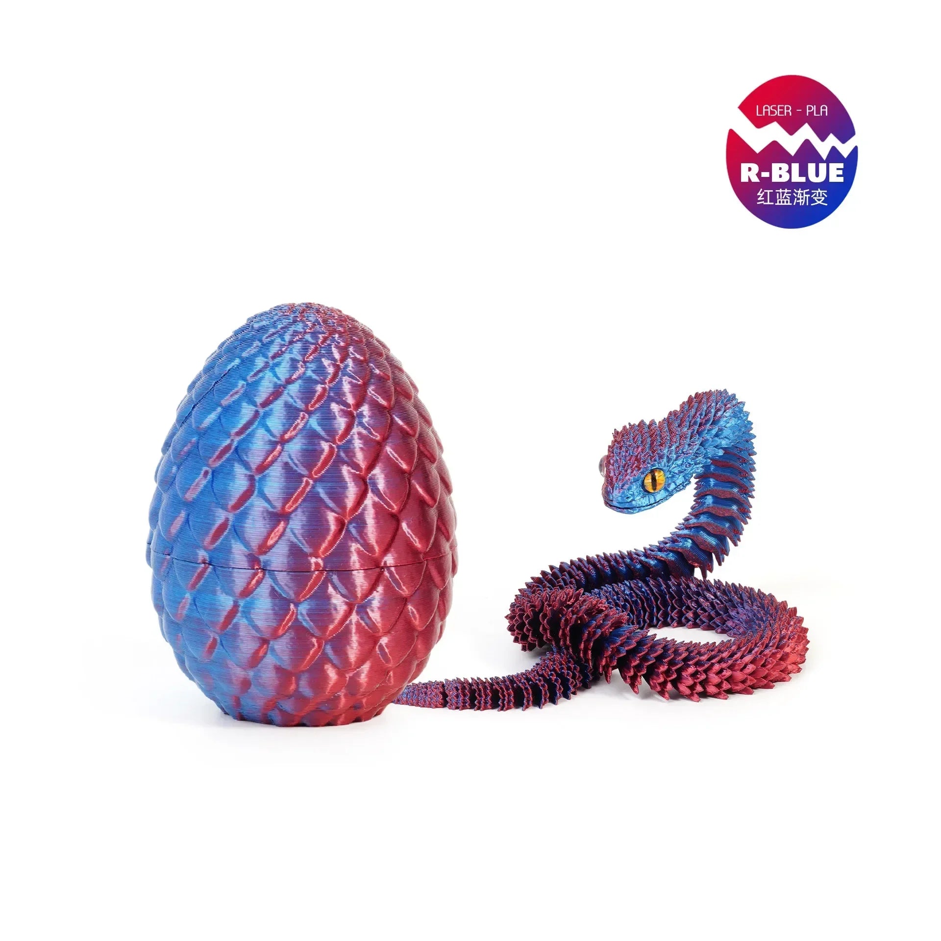 3D Printed Articulated Crystal Snake in Dragon Egg | Desk Ornament 3D Printed Figurine Zpaxo B as picture