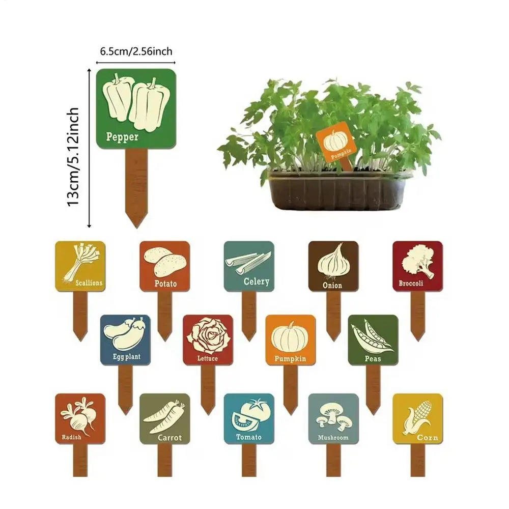 Plant Label Stakes 15 Vegetable T-shape Tags Markers Colorful Print Zpaxo A