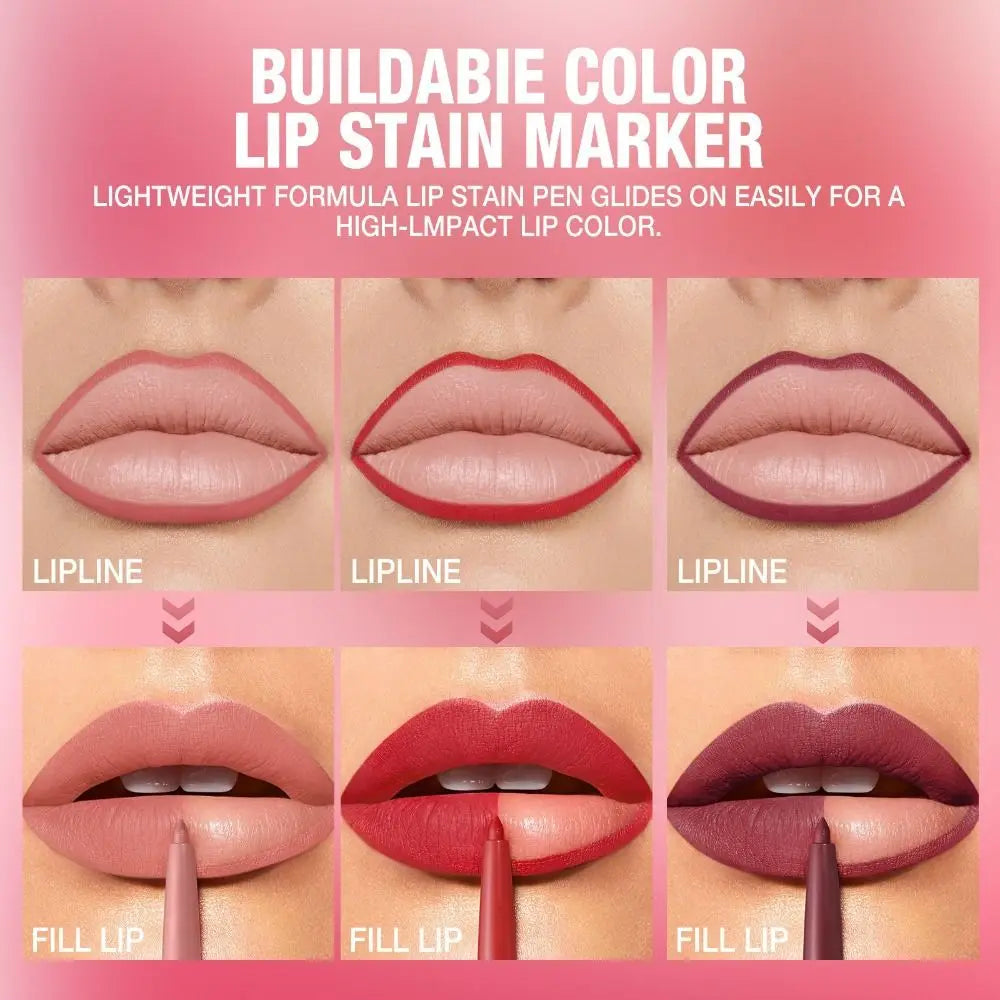 12 Colors Matte Lip Liner Pen Sexy Velvet Long Lasting Makeup Zpaxo