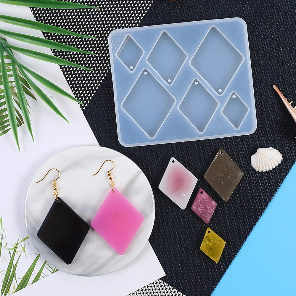 Earring Silicone Mold DIY Geometric Oval Hexagon Teardrop Pendant Necklace Keychain Jewelry Crafts Making Resin Mold Zpaxo