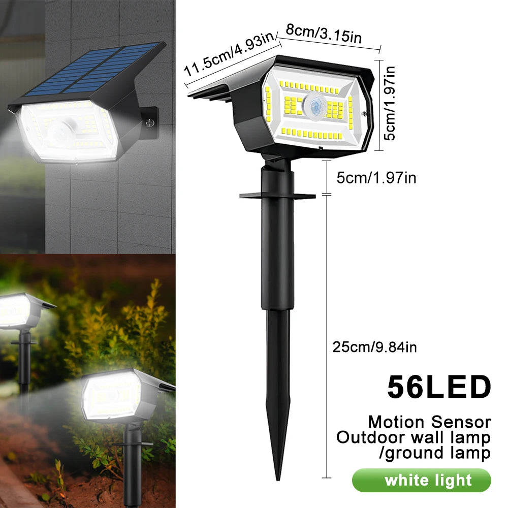 1-4PCS 56LED Solar Outdoor Lights Motion Sensor IP65 Waterproof 3 Modes Security Spotlight Wall Landscape Lighting Yard Driveway Zpaxo 56 LED White Light 1pc