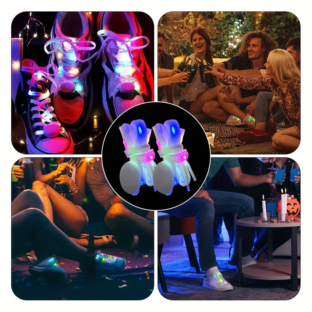 1 Pairs Light Up Shoe Laces Nylon LED Shoelaces Flashing 3 Modes Glow