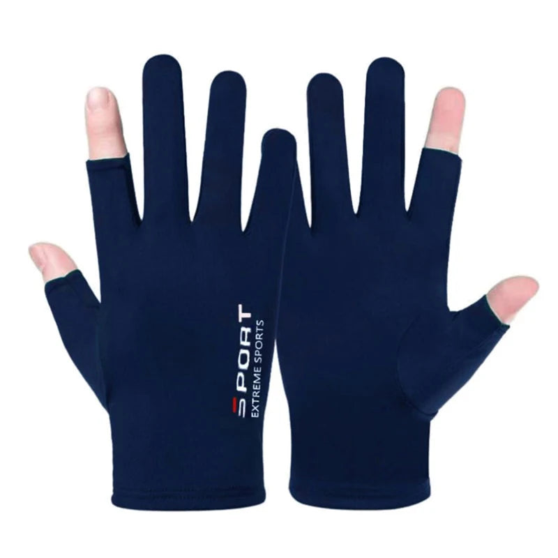 1 Pair Summer Breathable Men's Gloves Ice Silk Sun Proction Zpaxo Blue