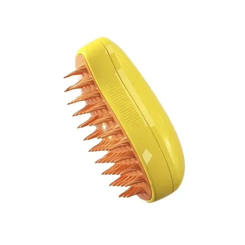 3 in 1 Pet Electric Steam Brush Cat and Dog Cleaning Spray Massage Grooming Comb Retractable Handle Pet Hair Removal BeautyBrush Zpaxo YELLOW