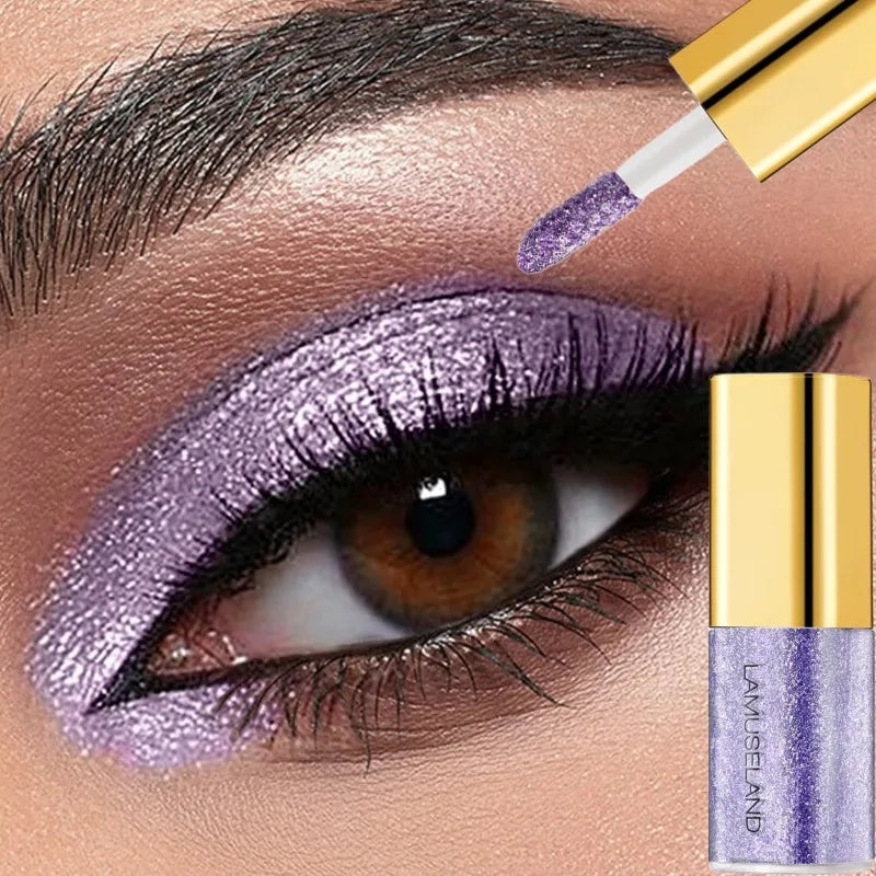 Pearly Liquid Eyeshadow Natural Smokey Silver Shimmer Glitter Diamond Zpaxo 07