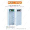6*18650 Batteries Power Bank Case 5V 9V 12V Output Current Mobile Phone Charger DIY Shell Quick Charge 18650 Battery Holder Box Zpaxo PD White