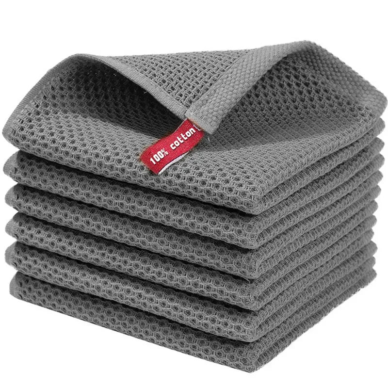 6PCS No Trace Honeycomb Absorbent Dish Tableware Kitchen Rag Towel Glass Cleaning Cleaning Tool Towel Zpaxo