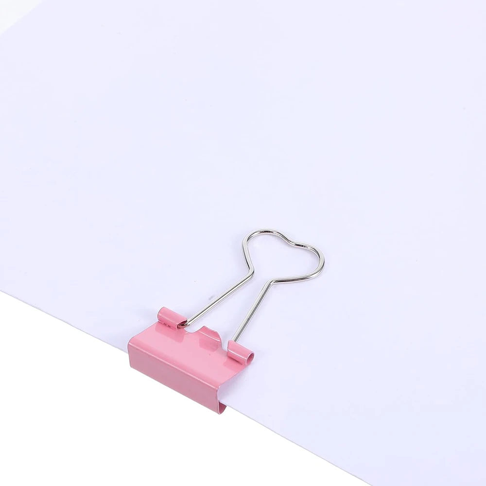 3Pcs Heart Pink Binder Clip Heart Shape Handle Metal Paper Clips for Office School Home Supplies Zpaxo