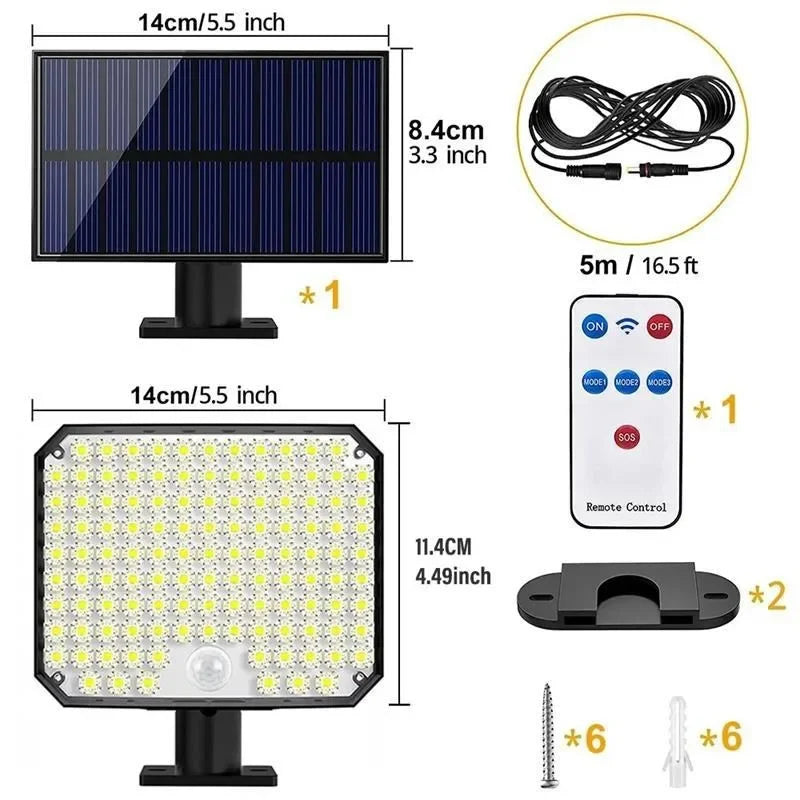 Solar Powered Lights Waterproof 118LED Split Motion Sensor Flood Wall Zpaxo