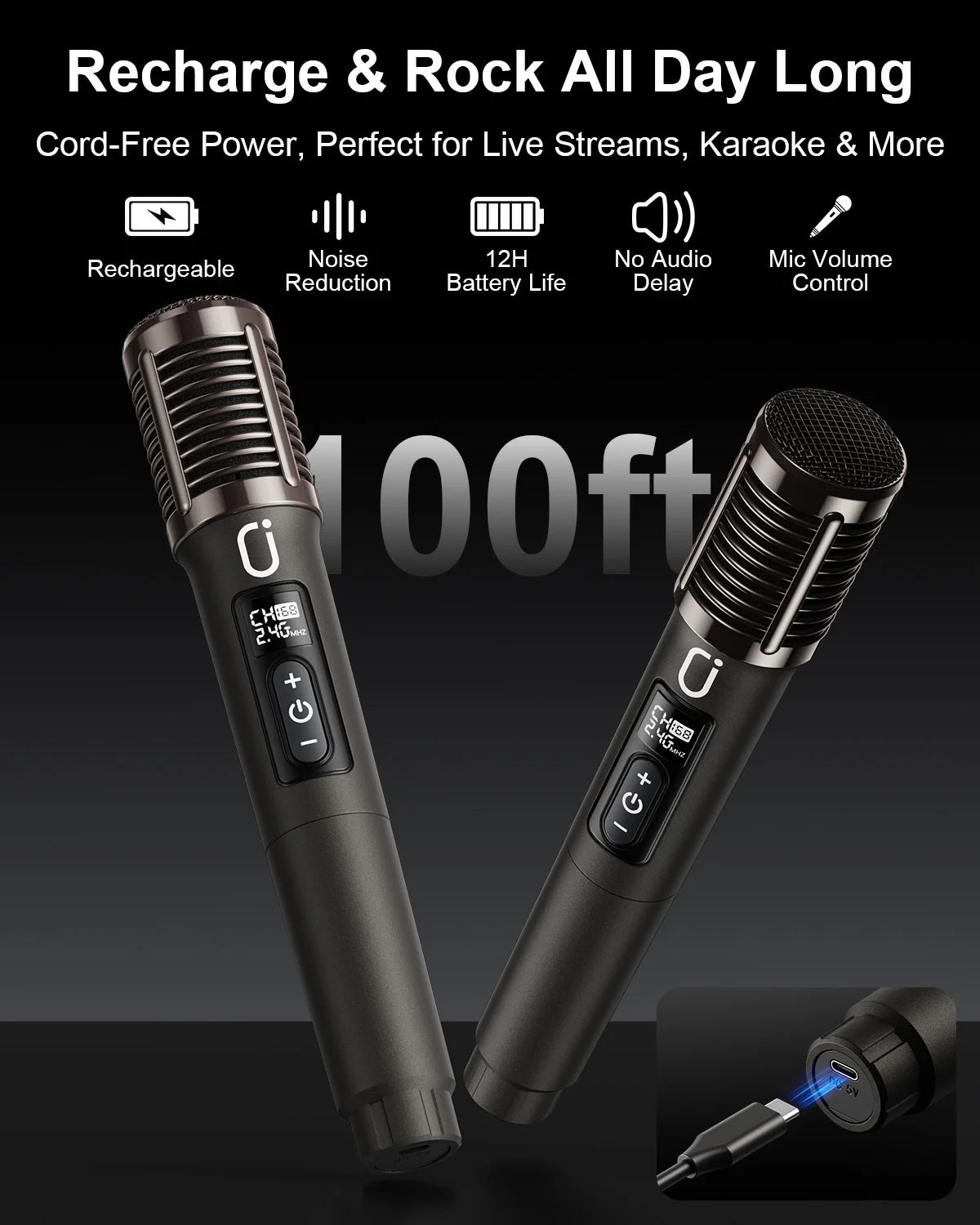 T50-T Karaoke Machine Portable Bluetooth Speaker 2 Wireless