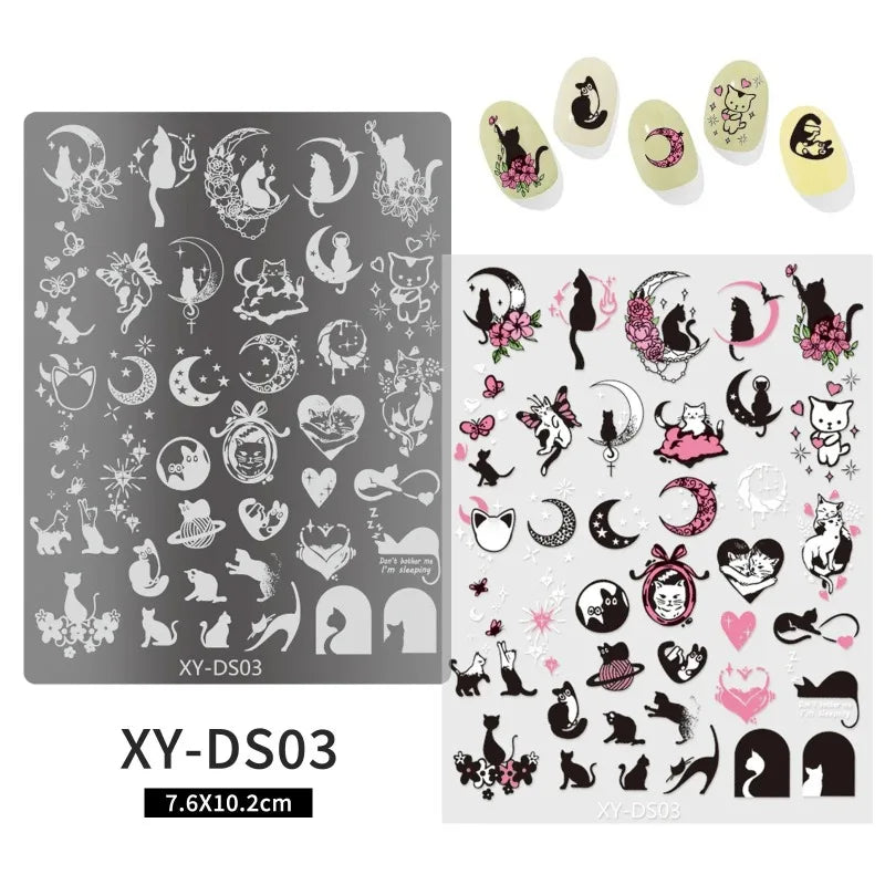 Lace Castle Nail Stamping Plates Ghost Skull Moon Star Butterfly Zpaxo 03