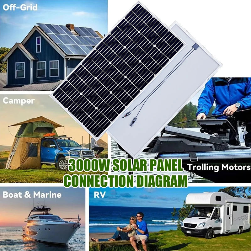 1500W Rigid Solar Panel 18V Tempered Glass Efficiency Monocrystalline Zpaxo