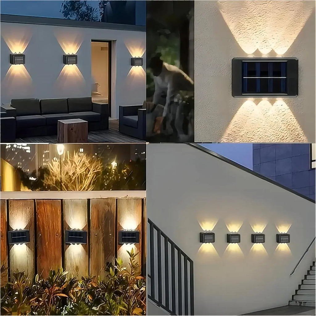 Solar Wall Lamp Outdoor Waterproof Powered Light UP Down Illuminate Zpaxo